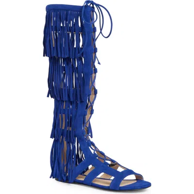 Longchamp Fringe Gladiator Sandal In Blue