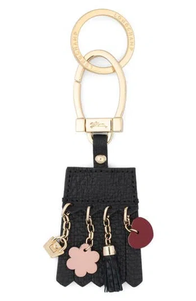 Longchamp Fringe Multicharm Key Ring In Black