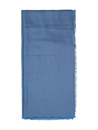 Longchamp Fringed Shawl In Blue