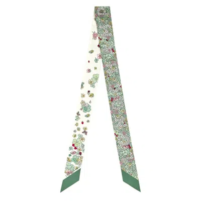 Longchamp Frise Fleurie Silk Headband In Green