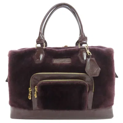 Pre-owned Longchamp Fur Tote Bag () In Purple