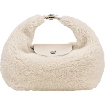 Longchamp Genuine Shearling Round Handbag In Sand