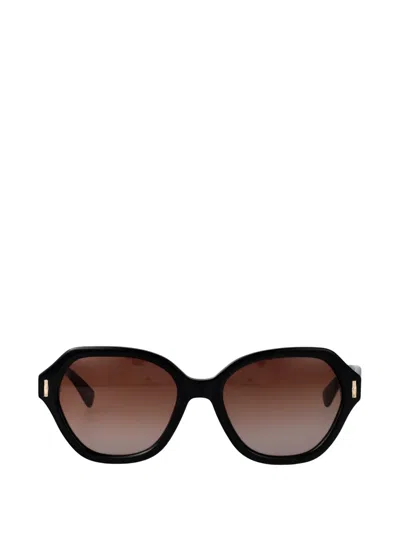 Longchamp Geometric-frame Sunglasses In Black