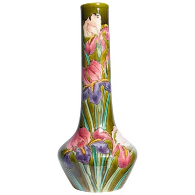 Pre-owned Longchamp Glazed Ceramic Vase Signed  Terre De Fer, France, Circa 1890 In Brown