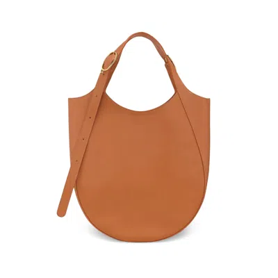 Longchamp Grained Calf Leather Tote Bag In Brown