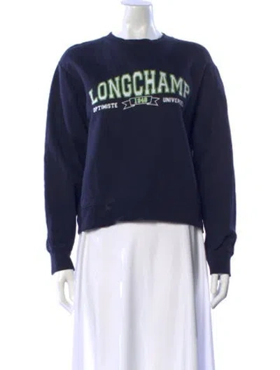 Pre-owned Longchamp Graphic Print Crew Neck Sweatshirt In Blue