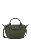 Longchamp Le Pilage Xtra Green Handbag With Adjustable And Removable Shoulder Strap And Embossed Logo On The F In Green
