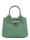 Longchamp Oregano Leather Xs Le Roseau Handle Bag In Green