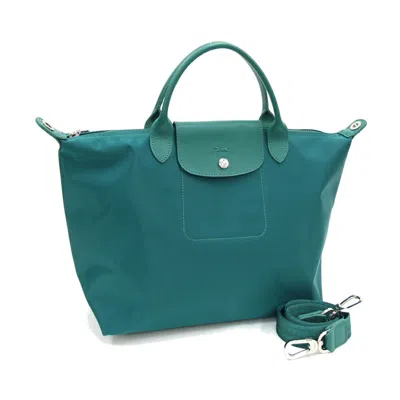 Pre-owned Longchamp Green Nylon Leather Handbag Shoulder Bag ()