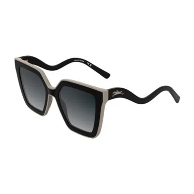Longchamp Grey Gradient Irregular Ladies Sunglasses Lo792s 001 53 In Black