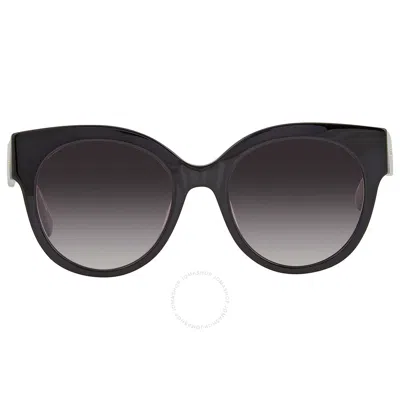 Longchamp Grey Gradient Round Ladies Sunglasses Lo673s 001 53 In Black / Grey