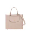 Longchamp Grey Handbag With Embossed Logo On The Front And Adjustable And Removable Shoulder Strap In Leather  In Pink