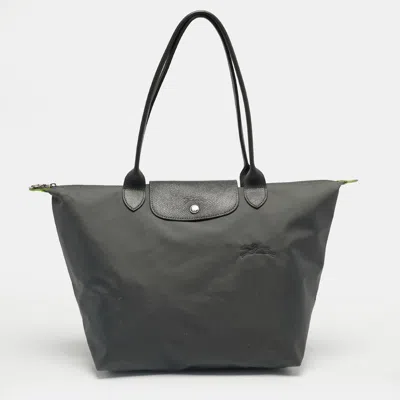 Pre-owned Longchamp Grey Nylon Large Le Pliage Tote In Gray