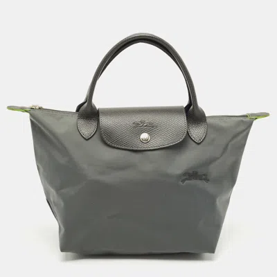 Pre-owned Longchamp Grey Nylon Small Short Le Pliage Tote