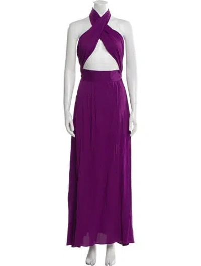 Pre-owned Longchamp Halterneck Long Dress In Purple