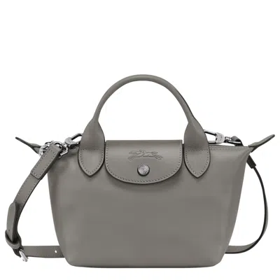 Longchamp Le Pliage Xtra Xs Leather Handbag In Gray