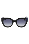 Longchamp Heritage 49mm Small Round Sunglasses