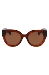 Longchamp Heritage 49mm Small Round Sunglasses In Textured Brown