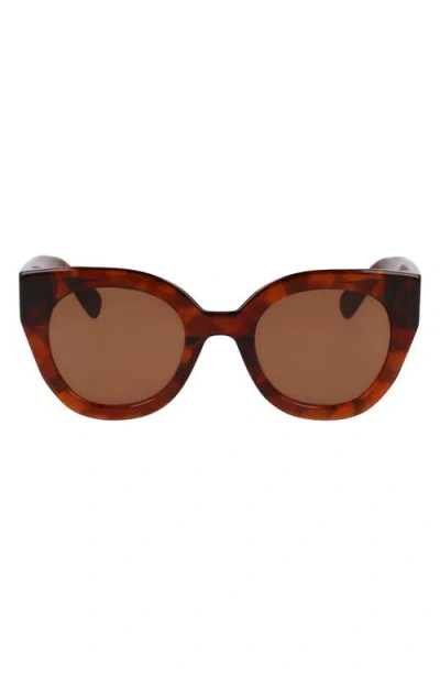 Longchamp Heritage 49mm Small Round Sunglasses In Textured Brown