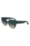 Longchamp Heritage 49mm Small Round Sunglasses In Transparent Gradient Blue/beig