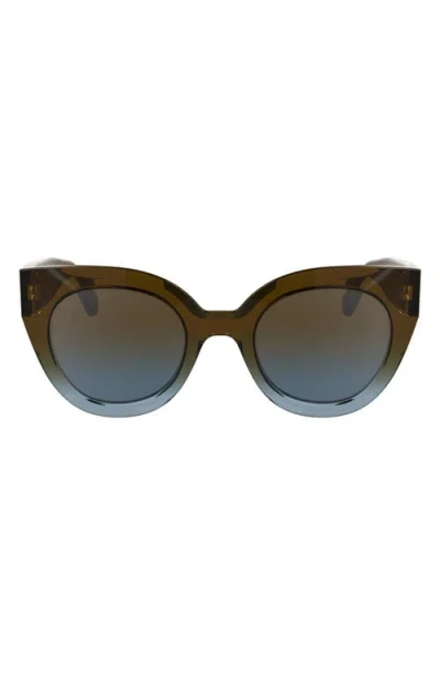 Longchamp Heritage 49mm Small Round Sunglasses In Transparent Gradient Brown/azu