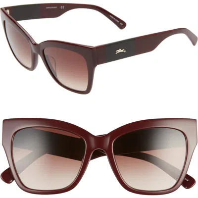 Longchamp Heritage 53mm Gradient Cat Eye Sunglasses In Burgundy