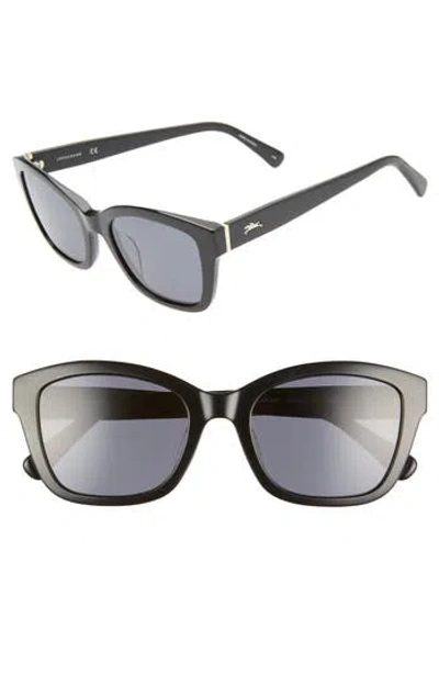 Longchamp Heritage 53mm Polarized Square Sunglasses In Black