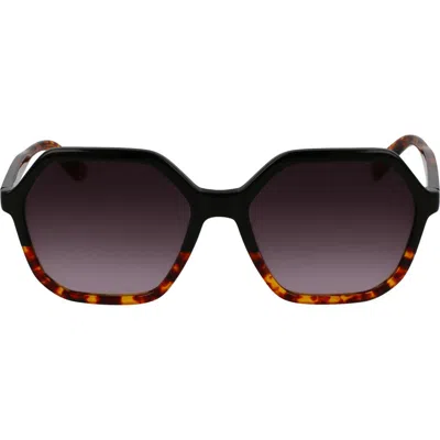 Longchamp Heritage 56mm Gradient Modified Rectangular Sunglasses In Brown