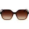 Longchamp Heritage 56mm Gradient Modified Rectangular Sunglasses In Striped Brown/brown