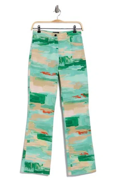 Longchamp High Waist Cotton & Linen Ankle Pants In Green