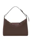 Longchamp Rectangular Brown Shoulder Bag With Adjustable Strap In Red