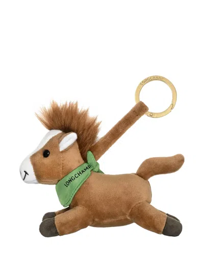 Longchamp Horse-motif Keyring In Brown