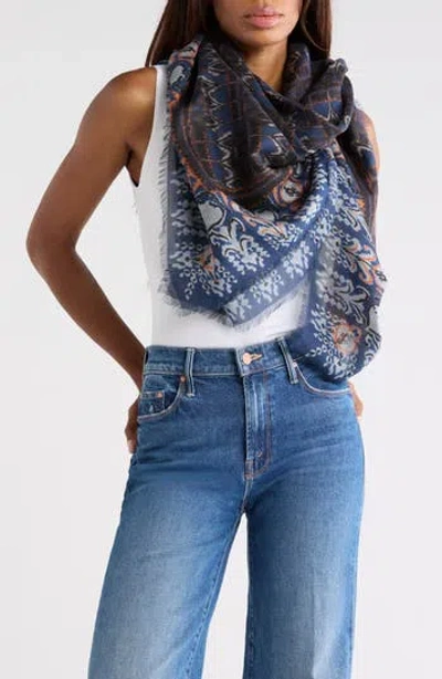 Longchamp Ikat Print Scarf In Blue