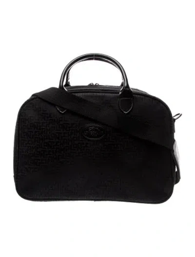 Pre-owned Longchamp Jacquard Briefcase In Black