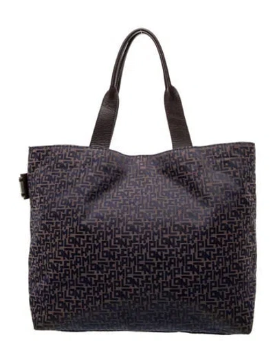 Pre-owned Longchamp Jacquard Tote In Blue