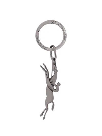 Longchamp ` Key Ring In Metallic