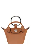 Longchamp Le Pliage Xtra Leather Airpod Bag Charm In Brown