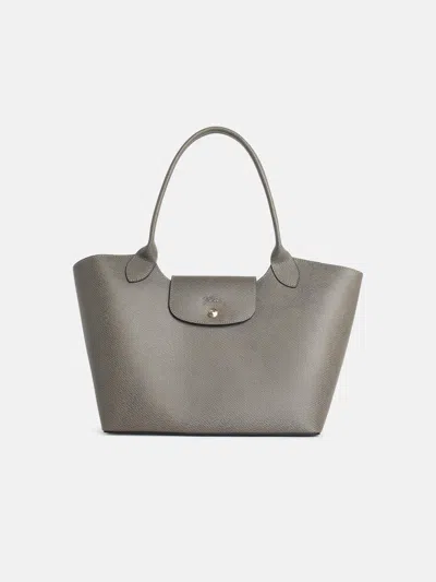 Longchamp L 'épure' Shoulder Bag In Dove-gray Leather