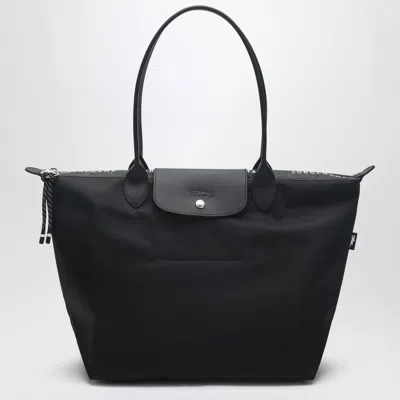 Longchamp Black Recycled Canvas L Le Pliage Energy Bag