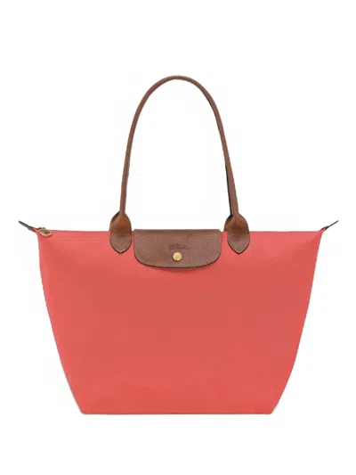 Longchamp Le Pliage Large Nylon Long Handle Tote In Pink