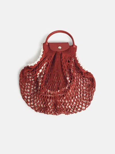 Longchamp 'l Le Pliage' Mesh Bag In Terracotta Tela In Red