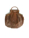 Longchamp 'l Le Pliage' Tobacco Canvas Mesh Bag In Brown