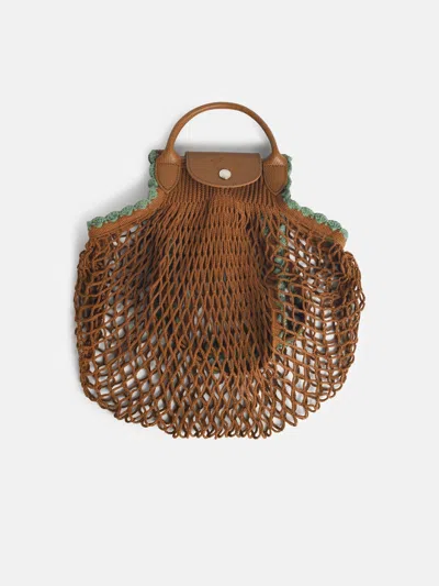 Longchamp 'l Le Pliage' Tobacco Tela Mesh Bag In Brown