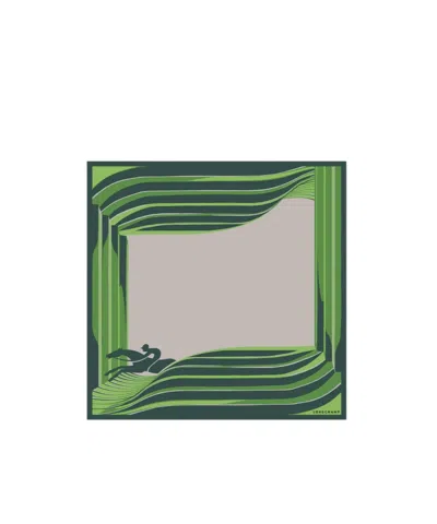 Longchamp La Maison Unique Silk Scarf 70 In Green