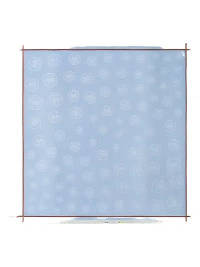 Longchamp La Médaille Fringed Scarf In Blue