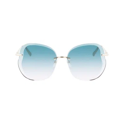 Longchamp Gold Metal Sunglasses In Blue