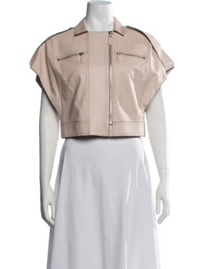 Pre-owned Longchamp Lamb Leather Jacket W/ Tags In Neutrals