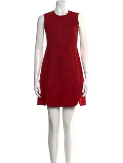 Pre-owned Longchamp Lamb Leather Mini Dress In Red