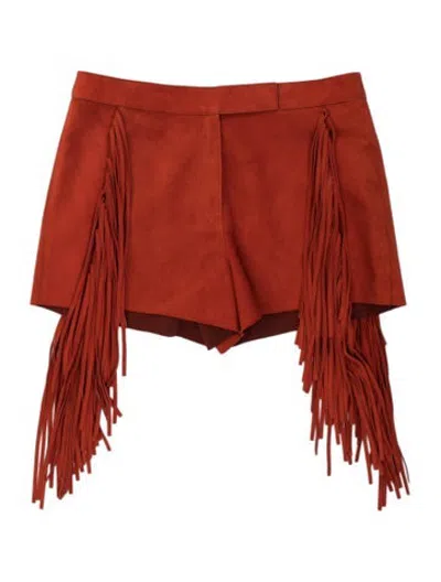 Pre-owned Longchamp Lamb Leather Mini Shorts In Orange