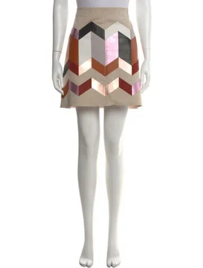 Pre-owned Longchamp Lamb Leather Mini Skirt In Neutral